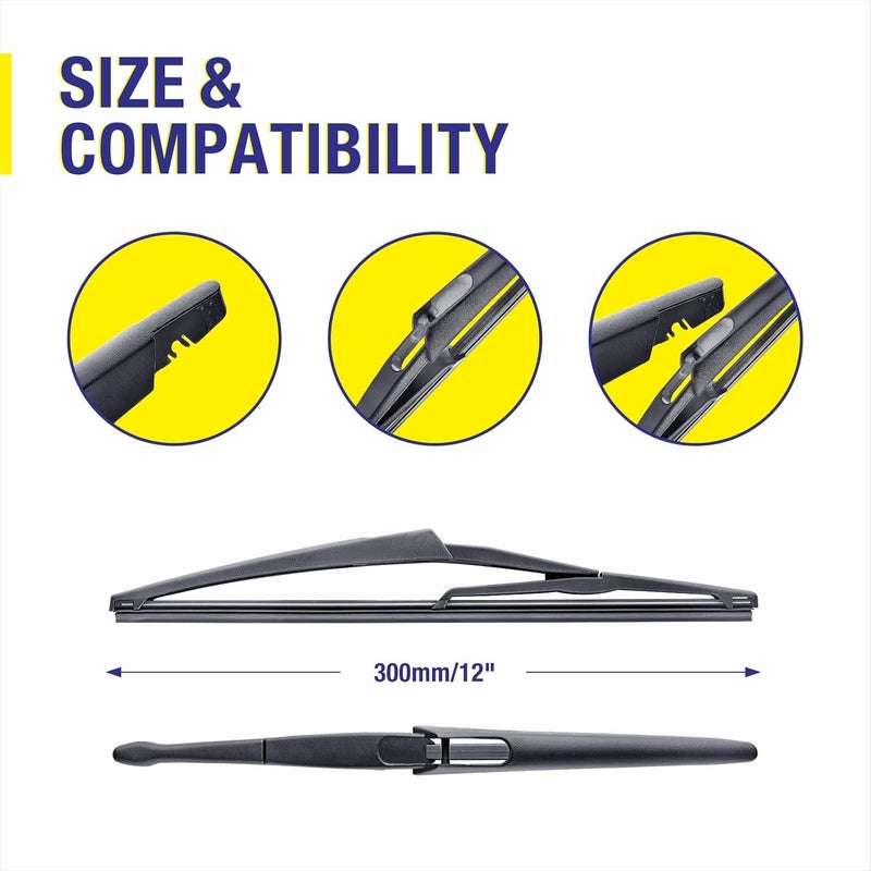 5PLUS 3 Wipers 26"/17"/12" Replacement For NISSAN ROGUE 2021-2015 Pathfinder 2019-2013, 26 Inch+17 Inch Windshield Wiper Blades with 12 Inch Rear Wiper Blade-Original Factory Quality - Image 3